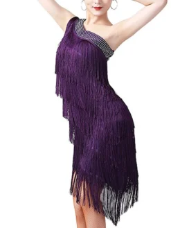 Women's Party Dress Fringe Dress Cocktail Dress Midi Dress Black White Light Red Sleeveless Pure Color Tassel Fringe Summer Spring Fall One Shoulder Fashion Evening Party Wedding Guest Vacation Slim
