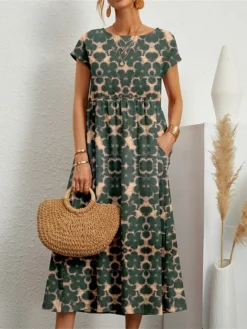 Women's Casual Dress Cotton Linen Dress Swing Dress Midi Dress Linen / Cotton Blend Fashion Casual Outdoor Daily Holiday Crew Neck Pocket Print Short Sleeve Summer Spring 2023 Loose Fit ArmyGreen 15 Women's Casual Dress Cotton Linen Dress Swing Dress Midi Dress Linen / Cotton Blend Fashion Casual Outdoor Daily Holiday Crew Neck Pocket Print Short Sleeve Summer Spring 2023 Loose Fit ArmyGreen -Party Prom Dresses Sales Store gcegrr1689326966650