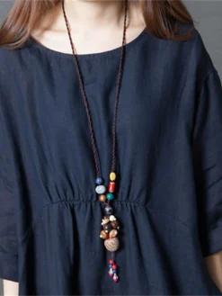 Women's Work Dress Semi Formal Dress Fashion Midi Dress Ruched Pocket Crew Neck 3/4 Length Sleeve Plain Loose Fit Dark Blue Fall Winter M L XL XXL -Party Prom Dresses Sales Store gefpoy1693300618905