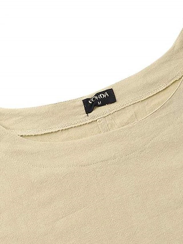 Women's Casual Dress Cotton Linen Dress White Dress Maxi Long Dress Cotton Blend Basic Casual Outdoor Daily Crew Neck Split Long Sleeve Spring Fall Autumn 2023 Loose Fit White Khaki Pure Color S M L 6 Women's Casual Dress Cotton Linen Dress White Dress Maxi Long Dress Cotton Blend Basic Casual Outdoor Daily Crew Neck Split Long Sleeve Spring Fall Autumn 2023 Loose Fit White Khaki Pure Color S M L - Image 6