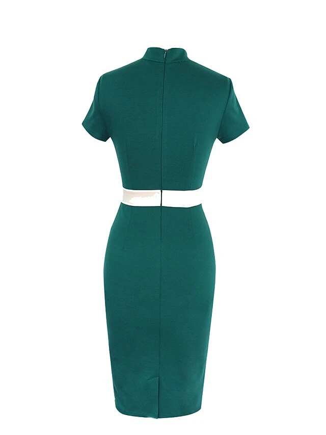 Women‘s Sheath Dress Midi Dress Black Blue Green Short Sleeve Color Block Print Spring Summer V Neck Stylish Weekend 2023 S M L XL XXL 4 Women‘s Sheath Dress Midi Dress Black Blue Green Short Sleeve Color Block Print Spring Summer V Neck Stylish Weekend 2023 S M L XL XXL - Image 4