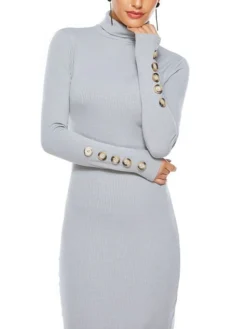 Women's Sweater Dress Midi Dress Dark Blue Gray Long Sleeve Pure Color Button Fall Winter Autumn Turtleneck Casual Winter Dress Fall Dress 2022 S M L XL XXL 3XL 4XL 5XL 20 Women's Sweater Dress Midi Dress Dark Blue Gray Long Sleeve Pure Color Button Fall Winter Autumn Turtleneck Casual Winter Dress Fall Dress 2022 S M L XL XXL 3XL 4XL 5XL -Party Prom Dresses Sales Store gnhwjm1627549590531