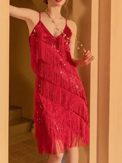 Women‘s Retro 1920s Fringe Dress Black Dress Midi Dress Party Cocktail Party Sequins Tassel Fringe Plain Spaghetti Strap Sleeveless Regular Fit Summer Spring 2023 Red XS S M L 25 Women‘s Retro 1920s Fringe Dress Black Dress Midi Dress Party Cocktail Party Sequins Tassel Fringe Plain Spaghetti Strap Sleeveless Regular Fit Summer Spring 2023 Red XS S M L -Party Prom Dresses Sales Store gnvxxm1677150200374