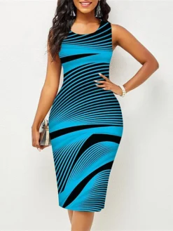 Women's Work Dress Sheath Dress Semi Formal Dress Elegant Midi Dress Print Crew Neck Sleeveless Rainbow Slim White Yellow Blue Summer Spring S M L XL XXL 8 Women's Work Dress Sheath Dress Semi Formal Dress Elegant Midi Dress Print Crew Neck Sleeveless Rainbow Slim White Yellow Blue Summer Spring S M L XL XXL -Party Prom Dresses Sales Store gpjcou1677122607664