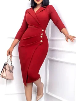 Women's Work Dress Blazer Dress Sheath Dress Fashion Winter Dress Office Daily Midi Dress Ruched Button Shirt Collar Long Sleeve Plain Regular Fit Black Red Green Fall Winter S M L XL XXL 20 Women's Work Dress Blazer Dress Sheath Dress Fashion Winter Dress Office Daily Midi Dress Ruched Button Shirt Collar Long Sleeve Plain Regular Fit Black Red Green Fall Winter S M L XL XXL -Party Prom Dresses Sales Store gtyjis1695267069326