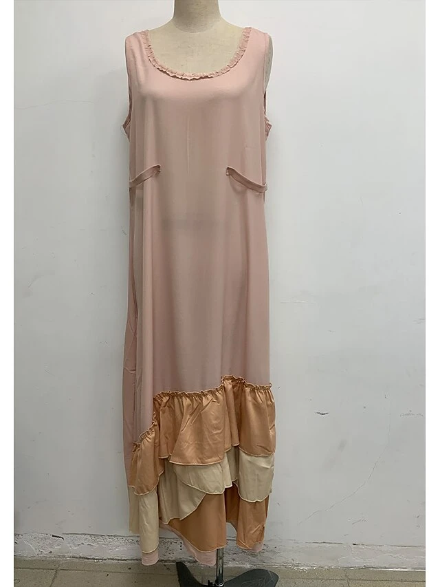 Women's Cotton Linen Dress Casual Dress Mini Dress Cotton Blend Basic Casual Outdoor Daily Vacation Crew Neck Ruffle Patchwork Sleeveless Summer Spring 2023 Regular Fit Khaki Plain S M L XL 2XL 4 Women's Cotton Linen Dress Casual Dress Mini Dress Cotton Blend Basic Casual Outdoor Daily Vacation Crew Neck Ruffle Patchwork Sleeveless Summer Spring 2023 Regular Fit Khaki Plain S M L XL 2XL - Image 4