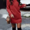 Women's Sweater Dress Jumper Dress Casual Dress Mini Dress Daily Pure Color Outdoor Daily Holiday Vacation Crew Neck Long Sleeve 2023 Loose Fit Black Red Green S M L XL