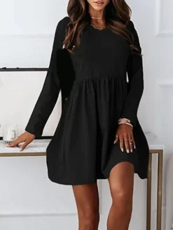 Women's Casual Dress Black Dress A Line Dress Mini Dress Cotton Polyester Fashion Daily Outdoor Daily Vacation Crew Neck Ruched Patchwork Long Sleeve Fall Autumn 2023 Regular Fit Black Khaki Gray 17 Women's Casual Dress Black Dress A Line Dress Mini Dress Cotton Polyester Fashion Daily Outdoor Daily Vacation Crew Neck Ruched Patchwork Long Sleeve Fall Autumn 2023 Regular Fit Black Khaki Gray -Party Prom Dresses Sales Store gwbfqt1692956023479