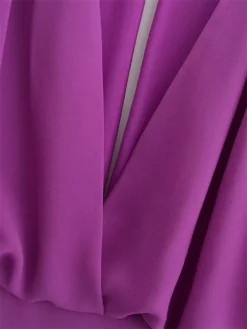 Women's Prom Dress Party Dress Wedding Guest Dress Long Dress Maxi Dress Purple Long Sleeve Pure Color Patchwork Fall Winter Autumn V Neck Fashion Wedding Guest Birthday Evening Party 2023 S M L -Party Prom Dresses Sales Store gwmfkj1695712708862