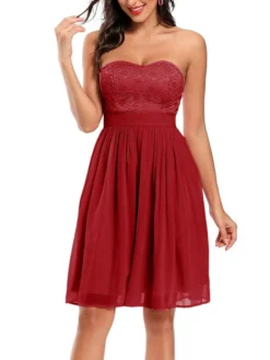 Women's Retro Elegant Homecoming Dress Mini Dress Party Wedding Guest Pleated Zipper Solid Color Strapless Sleeveless Regular Fit Summer Spring 2023 Pink Burgundy S M L XL 7 Women's Retro Elegant Homecoming Dress Mini Dress Party Wedding Guest Pleated Zipper Solid Color Strapless Sleeveless Regular Fit Summer Spring 2023 Pink Burgundy S M L XL -Party Prom Dresses Sales Store gwpfwt1678183575945