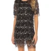 Women‘s Party Dress Fringe Dress Sequin Dress Homecoming Dress Mini Dress Black Champagne Short Sleeve Pure Color Sparkly Glitter Sequins Spring Fall Winter Crew Neck Fashion Winter Dress