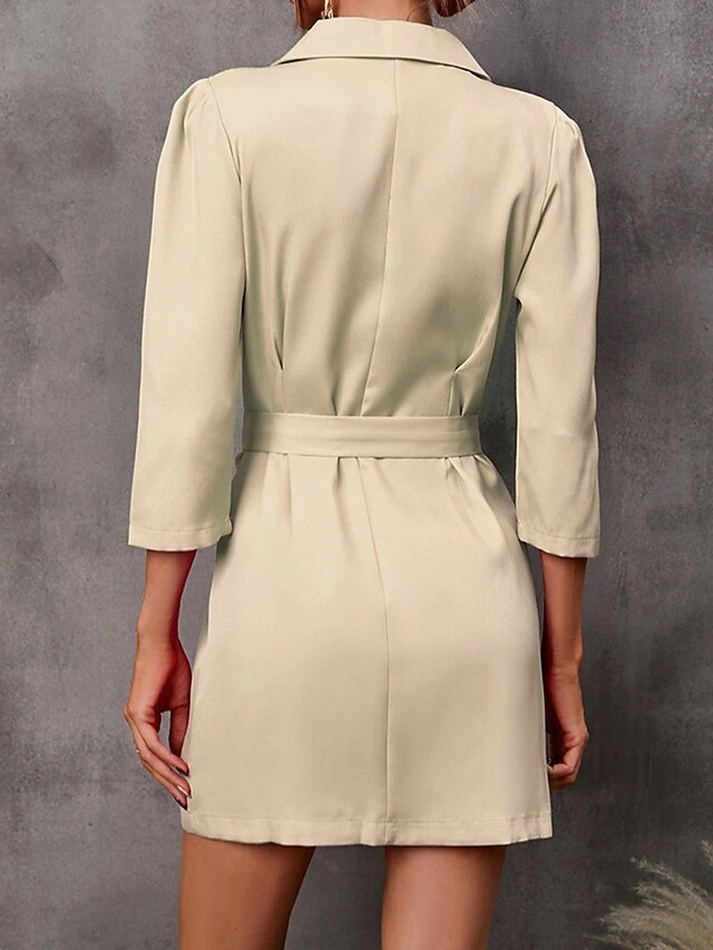 Women's Work Dress Blazer Dress Semi Formal Dress Fashion Mini Dress Button Pocket Shirt Collar 3/4 Length Sleeve Plain Regular Fit Black White Red Fall S M L XL XXL 10 Women's Work Dress Blazer Dress Semi Formal Dress Fashion Mini Dress Button Pocket Shirt Collar 3/4 Length Sleeve Plain Regular Fit Black White Red Fall S M L XL XXL - Image 10