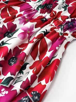 Women's Work Dress Semi Formal Dress Wrap Dress Fashion Mini Dress Ruffle Layered V Neck Long Sleeve Floral Regular Fit Red Purple Orange Fall S M L XL XXL -Party Prom Dresses Sales Store haxrqa1693300595672