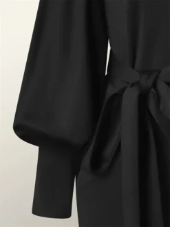 Women's Work Dress Casual Dress Sheath Dress Fashion Winter Dress Office Daily Midi Dress Lace Up Ruched Crew Neck Long Sleeve Plain Regular Fit Black White Red Fall Winter S M L XL XXL -Party Prom Dresses Sales Store hbccsx1695368381475