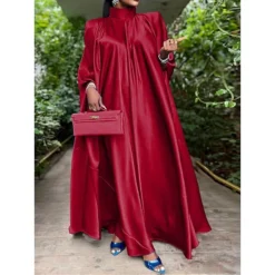 Women's Prom Dress Party Dress Satin Dress Long Dress Maxi Dress Black Yellow Pink Sleeveless Pure Color Ruched Summer Spring Fall Stand Collar Fashion Birthday Evening Party Wedding Guest 2023 M -Party Prom Dresses Sales Store hbrjkp1673854317096