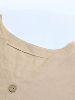 Women's Casual Dress Cotton Linen Dress Mini Dress Linen / Cotton Blend Basic Classic Outdoor Daily Vacation Split Neck Ruffle Button Long Sleeve Fall Winter Autumn 2023 Loose Fit Apricot Plain S M L -Party Prom Dresses Sales Store hcmkuo1695014840674