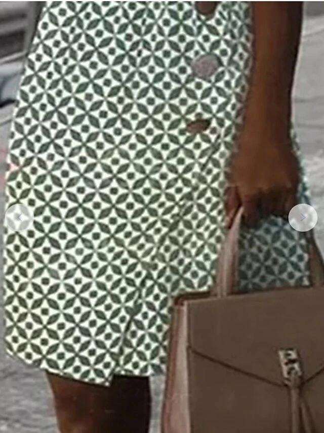 Women's Work Dress Midi Dress Green Sleeveless Print Print Summer Spring Crew Neck Elegant Office 2023 S M L XL XXL 3 Women's Work Dress Midi Dress Green Sleeveless Print Print Summer Spring Crew Neck Elegant Office 2023 S M L XL XXL - Image 3