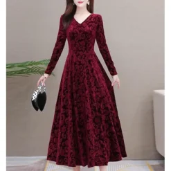 Women's Velvet Dress Homecoming Dress Empire Waist Dresses Long Dress Maxi Dress Black Wine Blue Long Sleeve Pure Color Ruched Spring Fall Winter V Neck Stylish Winter Dress Evening Party Wedding -Party Prom Dresses Sales Store hfexti1677848503691