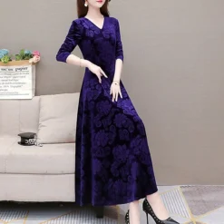 Women's Velvet Dress Homecoming Dress Empire Waist Dresses Long Dress Maxi Dress Black Wine Blue Long Sleeve Pure Color Ruched Spring Fall Winter V Neck Stylish Winter Dress Evening Party Wedding -Party Prom Dresses Sales Store hfkvyx1656575644530