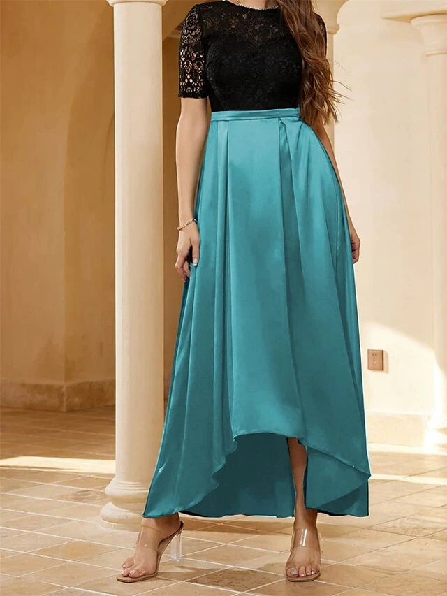 Women's Prom Dress Party Dress Lace Dress Long Dress Maxi Dress Blue Short Sleeve Pure Color Lace Summer Spring Fall Crew Neck Fashion Evening Party Wedding Guest Vacation 2023 S M L XL 5 Women's Prom Dress Party Dress Lace Dress Long Dress Maxi Dress Blue Short Sleeve Pure Color Lace Summer Spring Fall Crew Neck Fashion Evening Party Wedding Guest Vacation 2023 S M L XL - Image 5