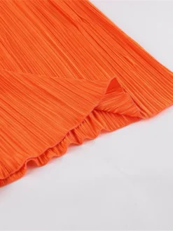 Women's Work Dress Sheath Dress Semi Formal Dress Fashion Daily Workfashion Long Dress Maxi Dress Ruched Pleated Crew Neck Long Sleeve Plain Slim Black Orange Fall Winter S M L -Party Prom Dresses Sales Store hhkeze1695645289526