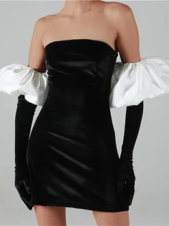 Women's Party Dress Velvet Dress Homecoming Dress Mini Dress Black White Pink Long Sleeve Color Block Backless Spring Fall Winter Strapless Fashion Winter Dress Wedding Guest Birthday Loose Fit 2023 16 Women's Party Dress Velvet Dress Homecoming Dress Mini Dress Black White Pink Long Sleeve Color Block Backless Spring Fall Winter Strapless Fashion Winter Dress Wedding Guest Birthday Loose Fit 2023 -Party Prom Dresses Sales Store hlariv1692944950407