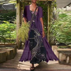 Women's Dress Set Two Piece Dress Chiffon Dress Long Dress Maxi Dress Black Red Navy Blue Short Sleeve Floral Lace Up Summer Spring Crew Neck Stylish Loose Fit 2023 S M L XL XXL 3XL 4XL 5XL 8 Women's Dress Set Two Piece Dress Chiffon Dress Long Dress Maxi Dress Black Red Navy Blue Short Sleeve Floral Lace Up Summer Spring Crew Neck Stylish Loose Fit 2023 S M L XL XXL 3XL 4XL 5XL -Party Prom Dresses Sales Store hljflp1648535174670