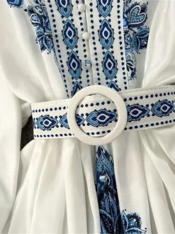 Women's Work Dress Semi Formal Dress A Line Dress Fashion Midi Dress Print V Neck Long Sleeve Floral Regular Fit Blue Summer Spring S M L XL -Party Prom Dresses Sales Store hmnwsf1690857097624