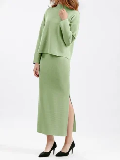 Women's Two Piece Dress Set Casual Dress Skirt Set Outdoor Daily Fashion Streetwear Split Ribbed Midi Dress Turtleneck Long Sleeve Plain Loose Fit Black Light Green Blue Fall One-Size 24 Women's Two Piece Dress Set Casual Dress Skirt Set Outdoor Daily Fashion Streetwear Split Ribbed Midi Dress Turtleneck Long Sleeve Plain Loose Fit Black Light Green Blue Fall One-Size -Party Prom Dresses Sales Store hqbffp1693278284244