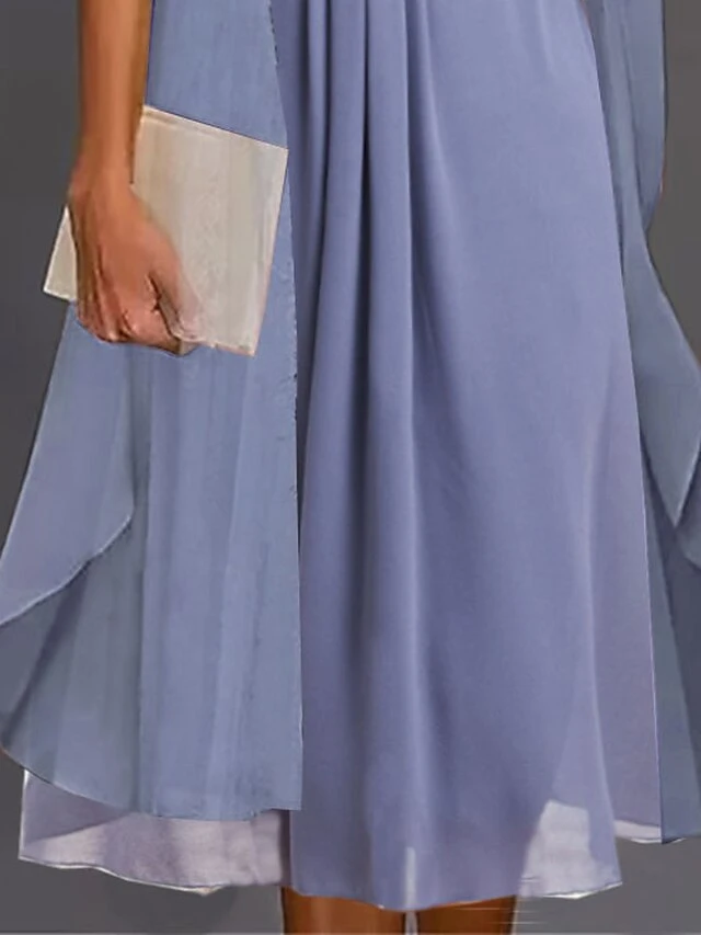 Women's Two Piece Dress Set Casual Dress Lace Dress Outdoor Daily Fashion Elegant Lace Patchwork Midi Dress Crew Neck Half Sleeve Plain Regular Fit Blue Summer Spring M L XL XXL 3XL 2 Women's Two Piece Dress Set Casual Dress Lace Dress Outdoor Daily Fashion Elegant Lace Patchwork Midi Dress Crew Neck Half Sleeve Plain Regular Fit Blue Summer Spring M L XL XXL 3XL - Image 2