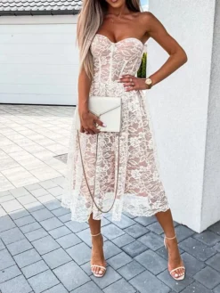 Women's Party Dress Lace Dress Homecoming Dress Mini Dress Black White Sleeveless Pure Color Backless Summer Spring Strapless Stylish Vacation Spring Dress 2023 S M L XL -Party Prom Dresses Sales Store hvinwm1655262363563