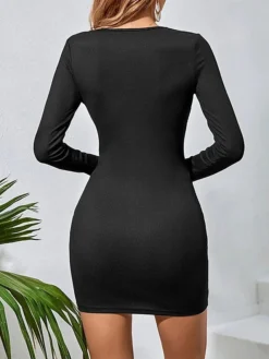 Women's Work Dress Casual Dress Sheath Dress Fashion Winter Dress Daily Mini Dress Ruched Crew Neck Long Sleeve Plain Slim Black Fall Winter S M L XL 6 Women's Work Dress Casual Dress Sheath Dress Fashion Winter Dress Daily Mini Dress Ruched Crew Neck Long Sleeve Plain Slim Black Fall Winter S M L XL -Party Prom Dresses Sales Store hxppue1695645257105