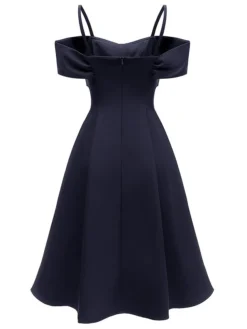 Women's Party Dress Homecoming Dress Cocktail Dress Mini Dress Black Navy Blue Short Sleeve Pure Color Backless Spring Fall Winter Spaghetti Strap Fashion Winter Dress Wedding Guest Vacation 2023 S M -Party Prom Dresses Sales Store hxtecz1692179851391
