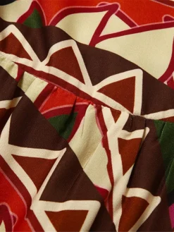 Women's Work Dress Swing Dress Semi Formal Dress Fashion Long Dress Maxi Dress Button Print Shirt Collar Long Sleeve Geometric Color Block Loose Fit Red Fall Winter S M L XL XXL -Party Prom Dresses Sales Store hyofod1693374049868