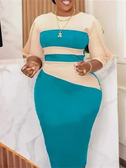 Women's Work Dress Sheath Dress Semi Formal Dress Fashion Midi Dress Patchwork Crew Neck Half Sleeve Color Block Regular Fit Black White Red Fall Winter S M L XL XXL 27 Women's Work Dress Sheath Dress Semi Formal Dress Fashion Midi Dress Patchwork Crew Neck Half Sleeve Color Block Regular Fit Black White Red Fall Winter S M L XL XXL -Party Prom Dresses Sales Store hytlaz1692948233259