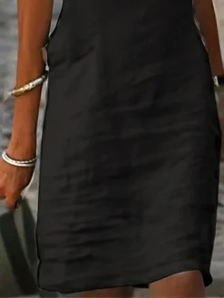Women's Casual Dress Cotton Linen Dress Shift Dress Midi Dress Cotton Blend Basic Modern Outdoor Daily Vacation V Neck Beads Short Sleeve Summer Spring 2023 Regular Fit Black Plain S M L XL 2XL 5 Women's Casual Dress Cotton Linen Dress Shift Dress Midi Dress Cotton Blend Basic Modern Outdoor Daily Vacation V Neck Beads Short Sleeve Summer Spring 2023 Regular Fit Black Plain S M L XL 2XL -Party Prom Dresses Sales Store hzfubs1678949843926
