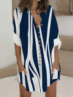 Women's Shirt Dress Casual Dress Cotton Linen Dress Mini Dress Polyester Fashion Casual Daily Outdoor Daily Vacation Shirt Collar Button Pocket Long Sleeve Summer Spring Fall 2023 Loose Fit Black -Party Prom Dresses Sales Store icwzcs1689326673277