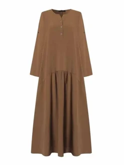 Women's Casual Dress Cotton Linen Dress Black Dress Maxi Long Dress Cotton Blend Basic Casual Outdoor Daily V Neck Button Pocket Long Sleeve Summer Spring Fall 2023 Loose Fit ArmyGreen Navy Blue Khaki 8 Women's Casual Dress Cotton Linen Dress Black Dress Maxi Long Dress Cotton Blend Basic Casual Outdoor Daily V Neck Button Pocket Long Sleeve Summer Spring Fall 2023 Loose Fit ArmyGreen Navy Blue Khaki -Party Prom Dresses Sales Store ieibhf1678778567708