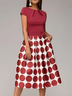 Women's Casual Dress Swing Dress Midi Dress Black Red Blue Short Sleeve Polka Dot Print Summer Spring Crew Neck Classic Party 2023 S M L XL XXL 11 Women's Casual Dress Swing Dress Midi Dress Black Red Blue Short Sleeve Polka Dot Print Summer Spring Crew Neck Classic Party 2023 S M L XL XXL -Party Prom Dresses Sales Store ifqkhj1633679260801