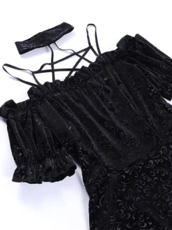 Women's Party Dress Velvet Dress Cocktail Dress Mini Dress Black Short Sleeve Pure Color Lace Spring Fall Winter Halter Neck Fashion Halloween Birthday Wedding Guest 2023 S M L -Party Prom Dresses Sales Store ihjqko1693983160066