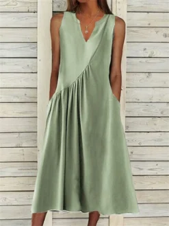 Women's Casual Dress Cotton Linen Dress Swing Dress Midi Dress Cotton Blend Fashion Basic Outdoor Daily Vacation V Neck Ruched Pocket Sleeveless Summer Spring 2023 Loose Fit Black White Blue Plain S 11 Women's Casual Dress Cotton Linen Dress Swing Dress Midi Dress Cotton Blend Fashion Basic Outdoor Daily Vacation V Neck Ruched Pocket Sleeveless Summer Spring 2023 Loose Fit Black White Blue Plain S -Party Prom Dresses Sales Store ihoenu1684493419102