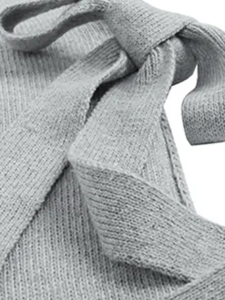 Women's Sweater Dress Jumper Dress Casual Dress Mini Dress Fashion Pure Color Outdoor Daily Vacation Going Out V Neck Long Sleeve Lace Up Patchwork 2023 Regular Fit Pink Khaki Dark Gray S M L XL -Party Prom Dresses Sales Store iipssm1693994031353