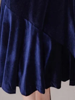 Women's Prom Dress Party Blue Dress Velvet Dress Long Dress Maxi Dress Blue Long Sleeve Pure Color Lace Up Fall Winter Autumn Crew Neck -Party Prom Dresses Sales Store ijegzi1695030115811