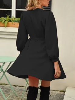 Women's Work Dress Sheath Dress Black Dress Fashion Mini Dress Lace Up V Neck Long Sleeve Plain Regular Fit Black Pink Rose Red Fall S M L XL XXL 19 Women's Work Dress Sheath Dress Black Dress Fashion Mini Dress Lace Up V Neck Long Sleeve Plain Regular Fit Black Pink Rose Red Fall S M L XL XXL -Party Prom Dresses Sales Store ijtrqk1693300577071