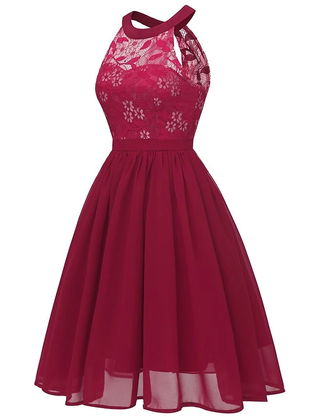 Women‘s Party Dress Homecoming Dress Wedding Guest Lace Dress A Line Dress Midi Dress Pink Wine Navy Blue Sleeveless Pure Color Lace Summer Spring Halter Party Slim 2023 S M L XL XXL 10 Women‘s Party Dress Homecoming Dress Wedding Guest Lace Dress A Line Dress Midi Dress Pink Wine Navy Blue Sleeveless Pure Color Lace Summer Spring Halter Party Slim 2023 S M L XL XXL - Image 10