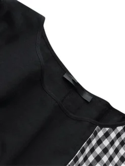 Women's Casual Dress Cotton Linen Dress A Line Dress Maxi Long Dress Cotton Blend Casual Outdoor Daily Crew Neck Print 3/4 Length Sleeve Summer Spring 2023 Loose Fit Black Red Navy Blue Plaid M L XL -Party Prom Dresses Sales Store ioguyl1672903678474