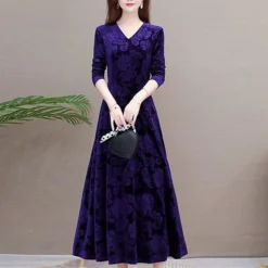 Women's Velvet Dress Homecoming Dress Empire Waist Dresses Long Dress Maxi Dress Black Wine Blue Long Sleeve Pure Color Ruched Spring Fall Winter V Neck Stylish Winter Dress Evening Party Wedding -Party Prom Dresses Sales Store irjryl1656575644262
