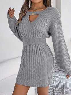 Women's Sweater Dress Jumper Dress Casual Dress Mini Dress Fashion Pure Color Outdoor Daily Going Out Crew Neck Long Sleeve Cut Out 2023 Loose Fit Wine Khaki Gray S M L 32 Women's Sweater Dress Jumper Dress Casual Dress Mini Dress Fashion Pure Color Outdoor Daily Going Out Crew Neck Long Sleeve Cut Out 2023 Loose Fit Wine Khaki Gray S M L -Party Prom Dresses Sales Store iswmhc1695643847025