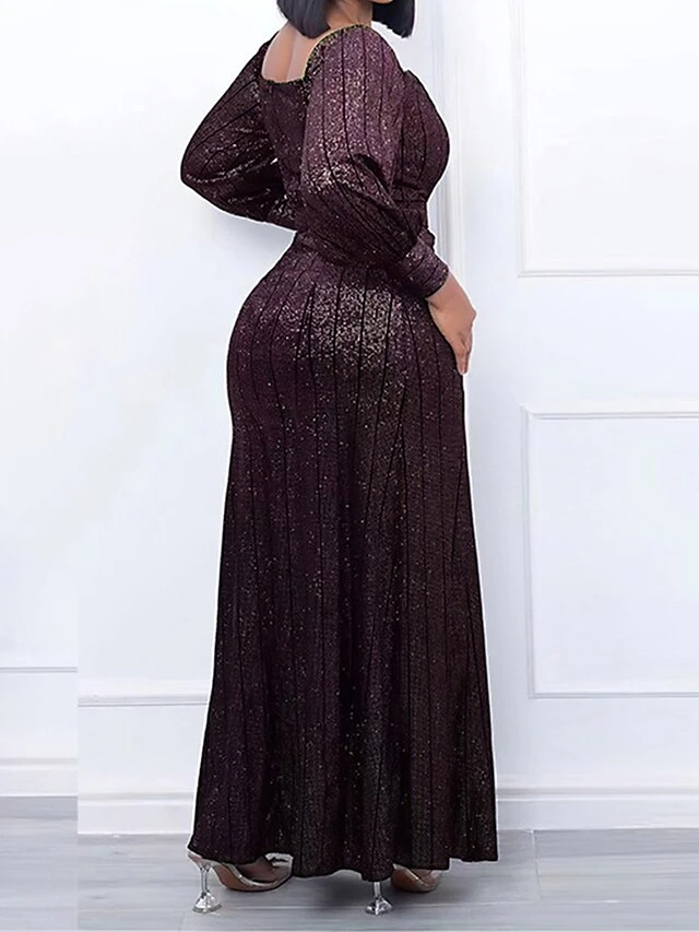 Women's Prom Dress Party Dress Sheath Dress Long Dress Maxi Dress Wine Dark Green Gray Long Sleeve Pure Color Split Fall Winter Autumn Square Neck Fashion Winter Dress Wedding Guest Evening Party 2023 2 Women's Prom Dress Party Dress Sheath Dress Long Dress Maxi Dress Wine Dark Green Gray Long Sleeve Pure Color Split Fall Winter Autumn Square Neck Fashion Winter Dress Wedding Guest Evening Party 2023 - Image 2