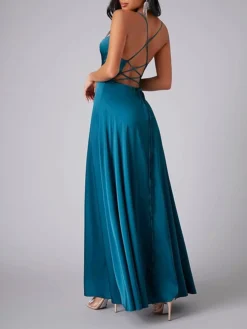 Women's Prom Dress Party Dress Satin Dress Long Dress Maxi Dress Black White Pink Sleeveless Pure Color Backless Summer Spring Fall Spaghetti Strap Fashion Evening Party Wedding Guest Vacation 2023 S -Party Prom Dresses Sales Store ivujkh1690366394857